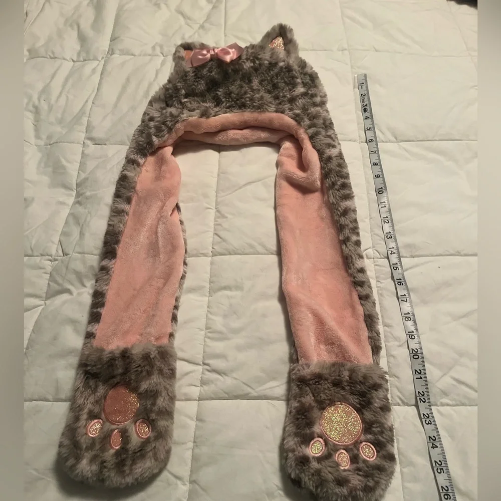 Claire’s Club girl’s winter kitty cat hat with mittens